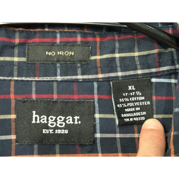Haggat Mens No Iron Blaick Plaid Button-Up Shirt Sz XL - Picture 5 of 8